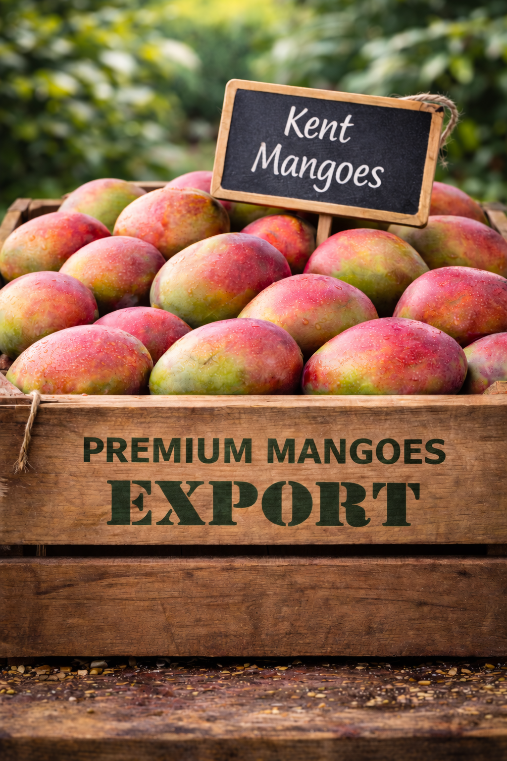 Kent Mangoes in export wooden crate